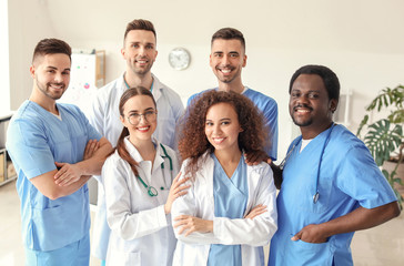 Group of doctors in clinic. Unity concept