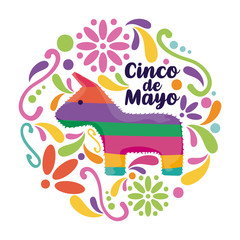 cinco de mayo card of greeting with mexican party pinata