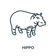 Hippo icon from wild animals collection. Simple line Hippo icon for templates, web design and infographics