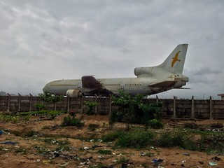 old abandoned plane seen from outside the airport