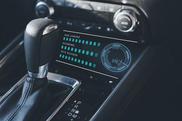 futuristic interface dashboard digital ai connection iot gear for driver transmission gear box stick shift shifting manual speeding scanning download data success to travel tourism inspiration tourist