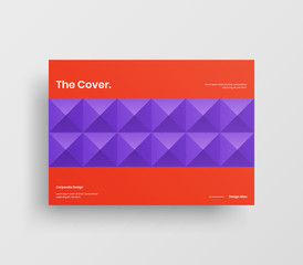 Fototapeta premium Creative business presentation vector A4 horizontal orientation front page mock up. Modern corporate report cover abstract geometric illustration design layout. Company identity brochure template.