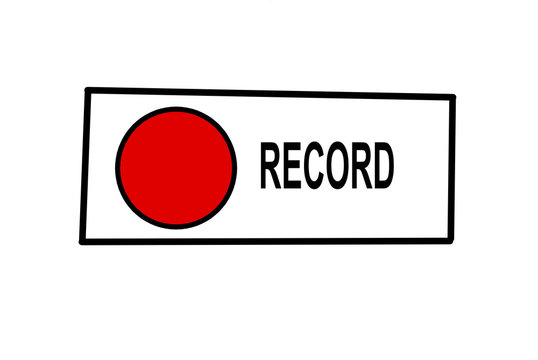 red colour recording button with black colour circle and white background.