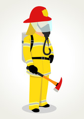 Simple flat cartoon of a firefighter