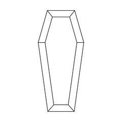 Black outline icon classical international coffin a wooden casket. Vector illustration