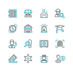 Law and Order Linear Vector Icons Set