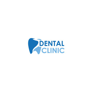 Dental clinic logo, vector abstract tooth on a white background in blue tones. For dental clinic, concept logo icon, visiting card, dentist.