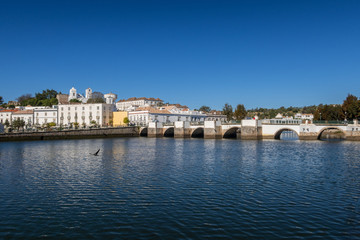 Roman Bridge across the Gilao River in Tavira, Eastern Algarve, Portugal