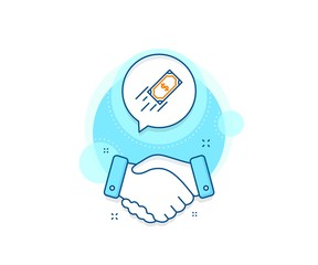 Dollar exchange sign. Handshake deal complex icon. Fast payment line icon. Finance symbol. Agreement shaking hands banner. Fast payment sign. Vector