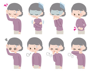 体調不良の女性　セット