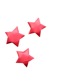 red origami lucky stars isolated white