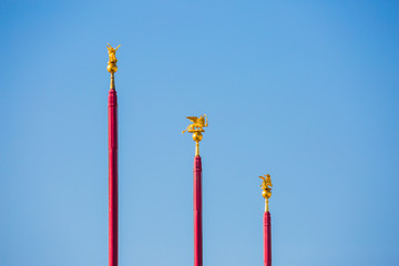 Huge red poles in San Marco Square