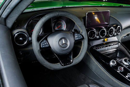 Mercedes-Benz coupe GT-R 63 AMG Affalterbach, luxury race car interior.