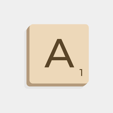 A uppercase in scrabble letter. Isolate vector illustration ready to compose words and phrases	