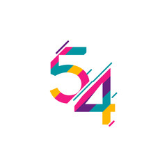 54 Years Anniversary Celebration Vector Template Design Illustration