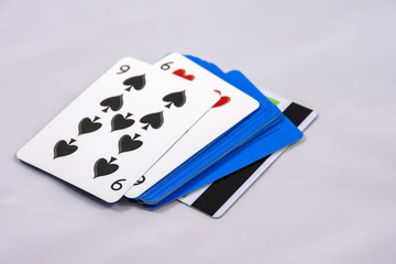playing cards and plastic card isolate