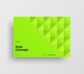 Creative business presentation vector A4 horizontal orientation front page mock up. Modern corporate report cover abstract geometric illustration design layout. Company identity brochure template.