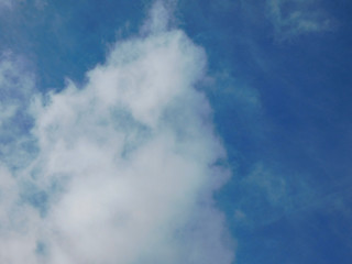 a big white atmospheric cloud in a blue sky