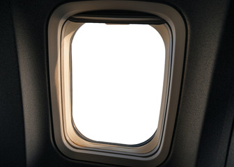 Window airplane with sunlight shine