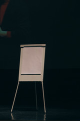 blank sheet on the flipchart in the conference room