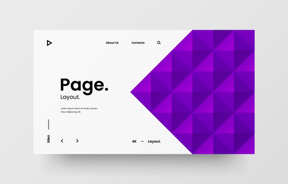 Creative horizontal website screen part for responsive web design project development. Abstract geometric pattern banner layout mock up. Corporate landing page block vector illustration template.