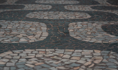 Close up of a famous Copacabana beach mosaic in Rio de Janeiro Brazil