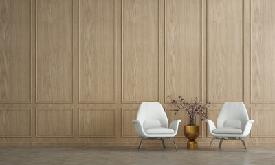Modern luxury lounge and living room interior design and wooden wall texture background
