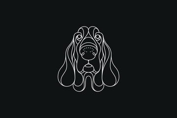 Vector illustration in portrait mode about a Basset Hound dog
