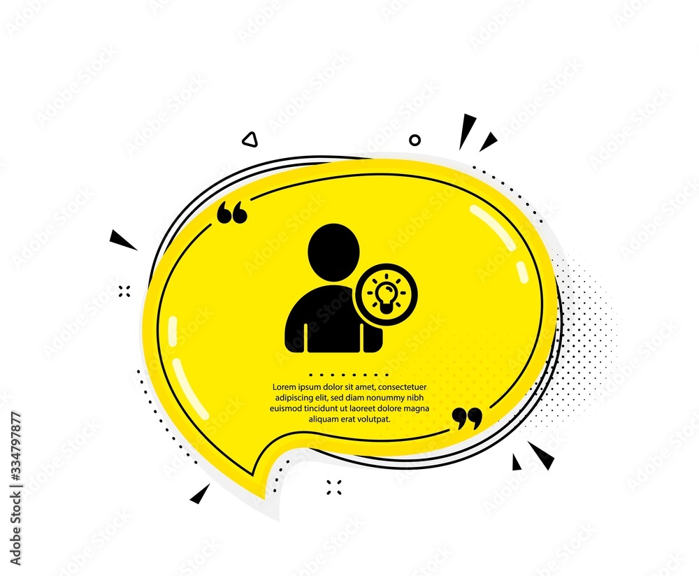 Aufkleber user icon. quote speech bubble. profile with lamp bulb sign. person silhouette with idea symbol. quo