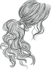 Low plaited ponytail hairstyle vector illustration