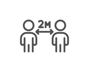 Social distancing line icon. 2 meters distance between sign. Coronavirus pandemic symbol. Quality design element. Editable stroke. Linear style social distancing icon. Vector