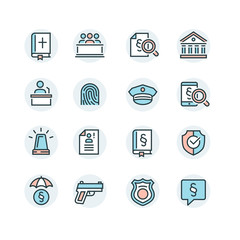 Law and Order Linear Vector Icons Set
