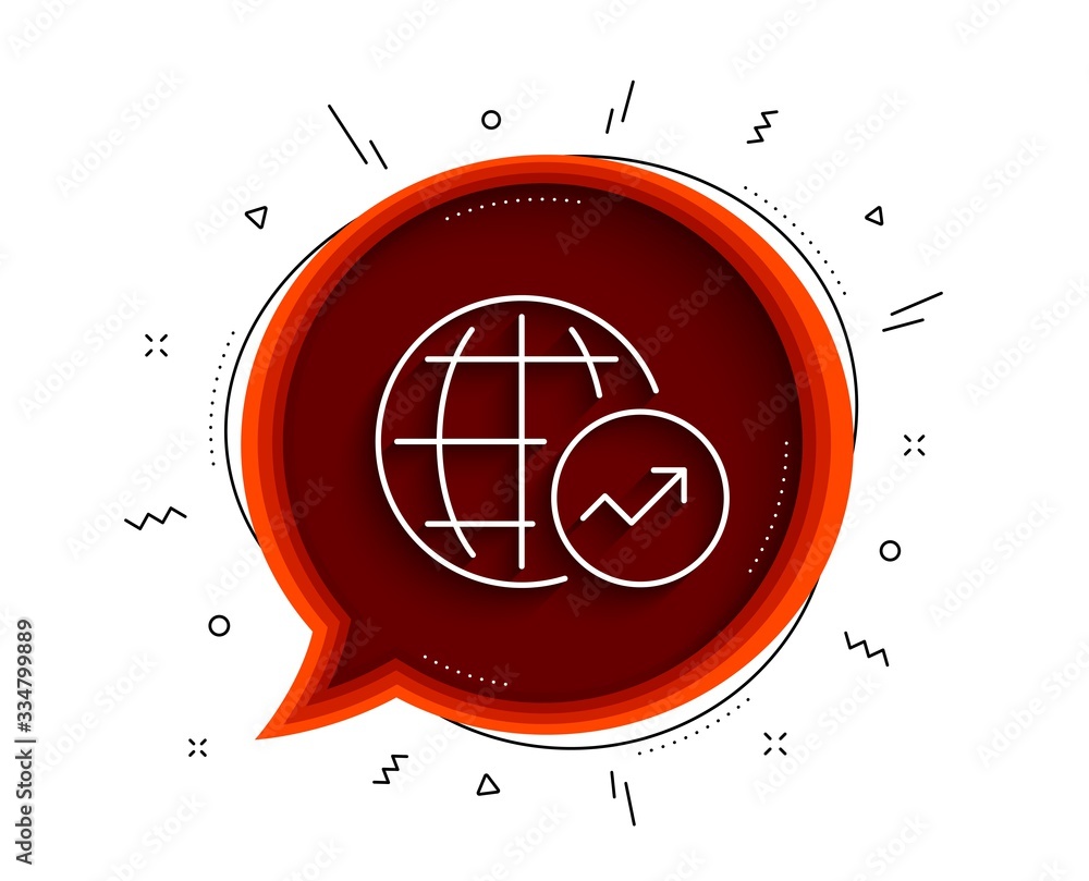 Poster world statistics line icon. chat bubble with shadow. report chart or sales growth sign. data analysi