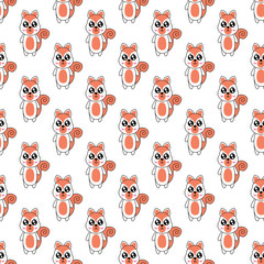 Seamless pattern cute squirrel cartoon .vector and illustration - 334799819