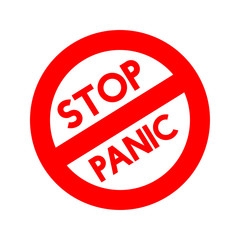 Stop panic sign. Coronavirus pandemic restriction. Information warning sign about quarantine measures in public places.