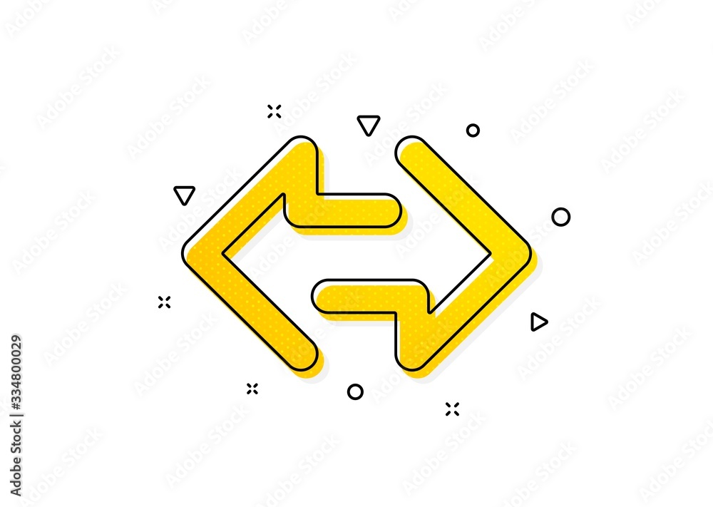 Poster communication arrowheads symbol. sync arrows icon. navigation pointer sign. yellow circles pattern. 