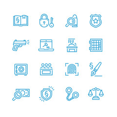 Law and Order Linear Vector Icons Set