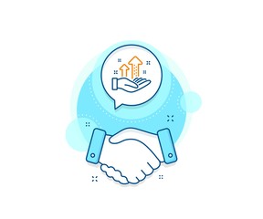 Results chart sign. Handshake deal complex icon. Analysis graph line icon. Traffic management symbol. Agreement shaking hands banner. Analysis graph sign. Vector