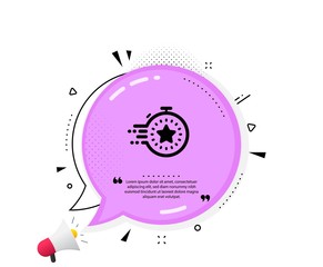 Obraz premium Timer icon. Quote speech bubble. Time management sign. Stopwatch with star symbol. Quotation marks. Classic timer icon. Vector
