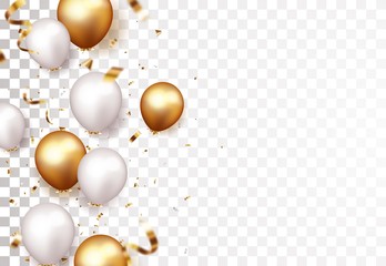 Celebration banner with gold confetti and balloons	 - obrazy, fototapety, plakaty