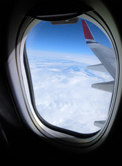 Wing of a plane during the flight
