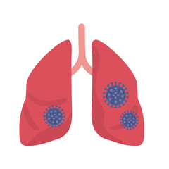 ウイルス感染をしている肺　イラスト