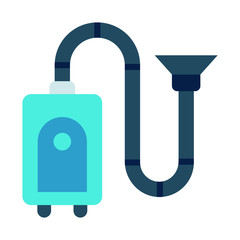 Debris Suction Device Vector Flat Icon Concept, Electric Power Vacuum cleaner Design,  Housekeeping Portable Appliance on white background