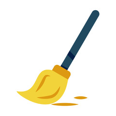 Black Handle Mop Vector Flat Icon Concept, Floor Cleaing Brush Design, Housekeeping Equipment on White background