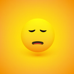 Sad Pensive Face - Emoticon - Vector Design
