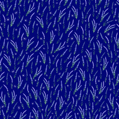 Vector seamless pattern with leaves and lavender flowers