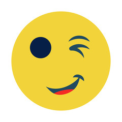 Yellow Winky Head Flat Concept, Wink Avatar Vector, facial expression glyph Icon design, Perfect Service Gesture on white background