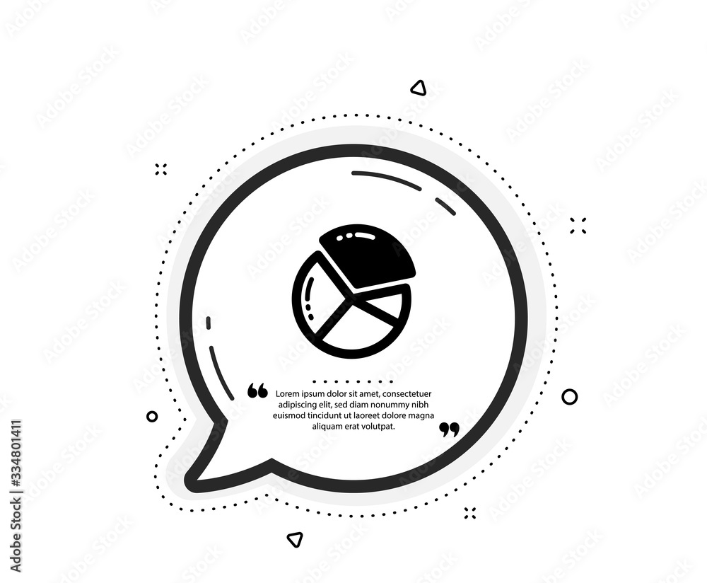 Poster pie chart icon. quote speech bubble. presentation graph sign. market analytics symbol. quotation mar