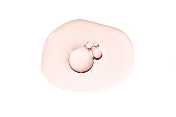 Serum smear smudge golden swatch with collagen and peptides. Skin care gel transparent sample...