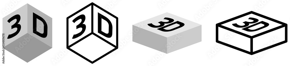 Aufkleber simple cube or block shape icon with 3d text on it